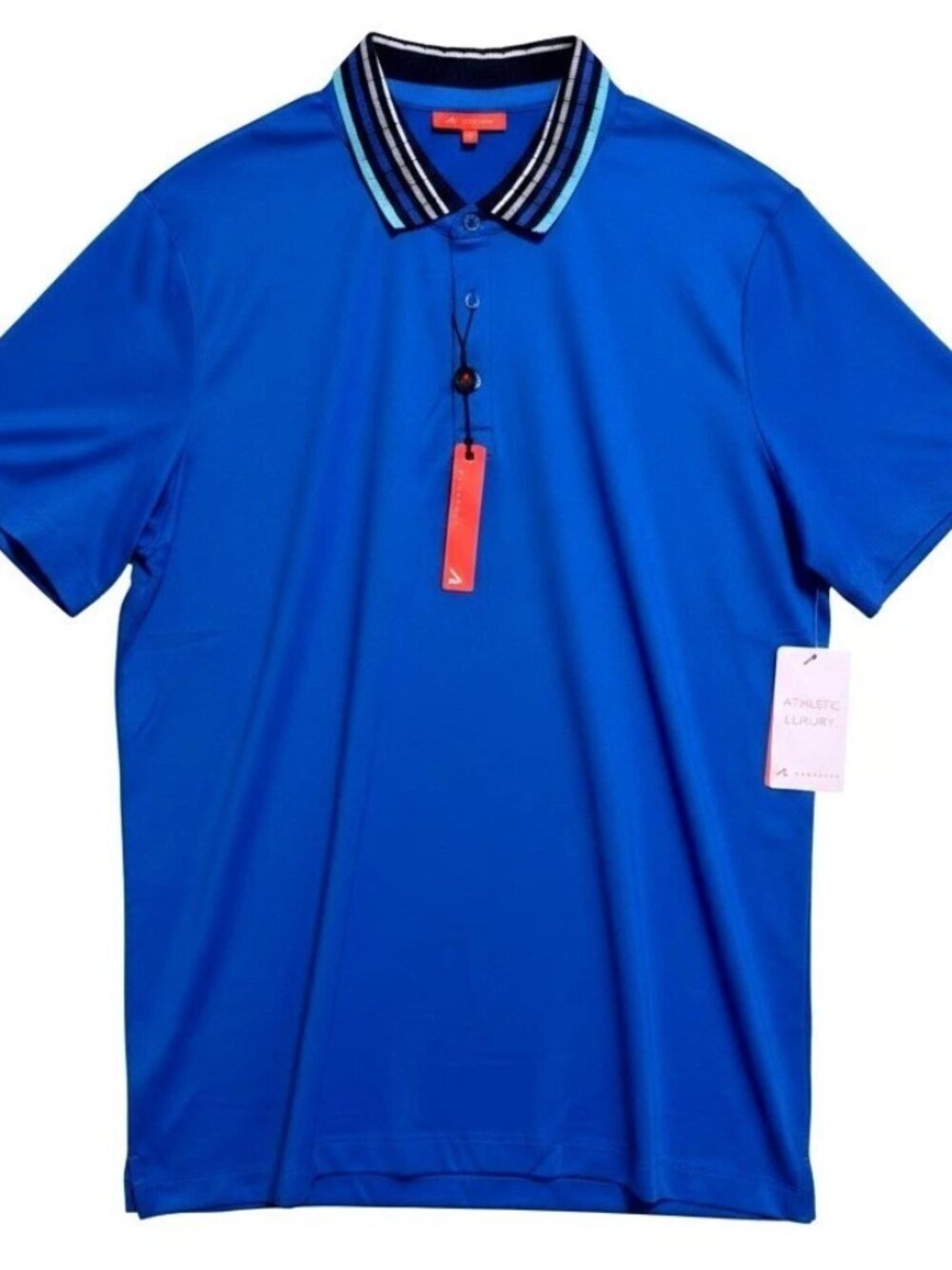 NWT Redvanly Men's Mael Marine Blue Athletic Luxury Golf Polo Shirt XL